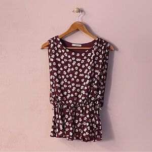 Papaya Burgundy Floral Blouse EUC Size S